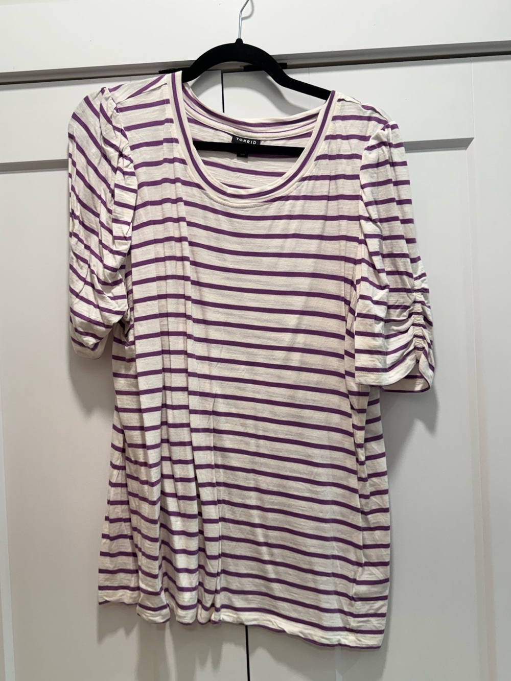 Torrid Purple Striped Scoop Neck Tee